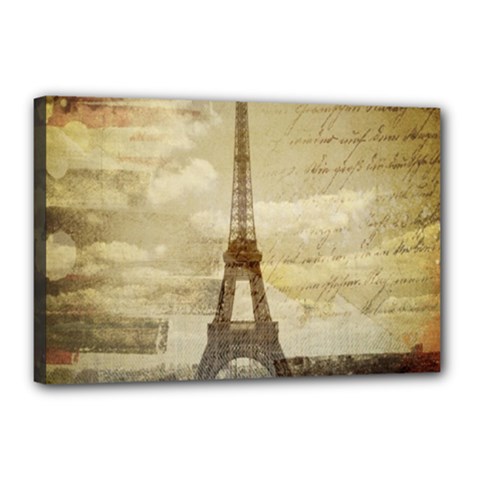 Elegant Vintage Paris Eiffel Tower Art Canvas 18  X 12  (framed)