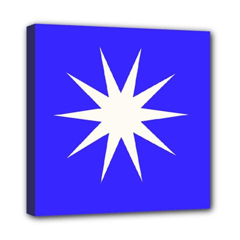 Deep Blue And White Star Mini Canvas 8  X 8  (framed)