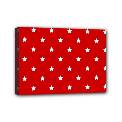 White Stars On Red Mini Canvas 7  X 5  (framed) by StuffOrSomething