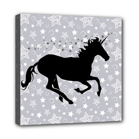 Unicorn On Starry Background Mini Canvas 8  X 8  (framed) by StuffOrSomething