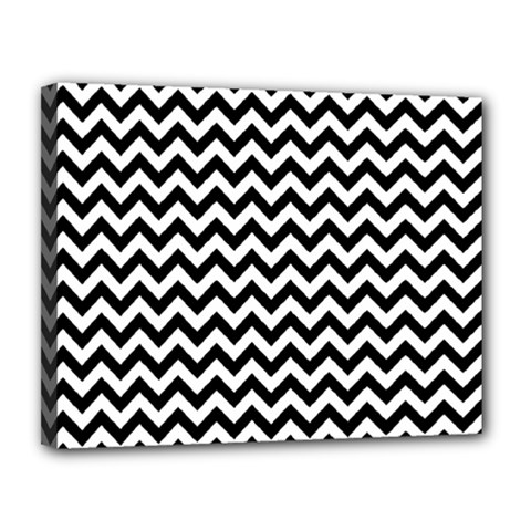 Black And White Zigzag Canvas 14  X 11  (framed)