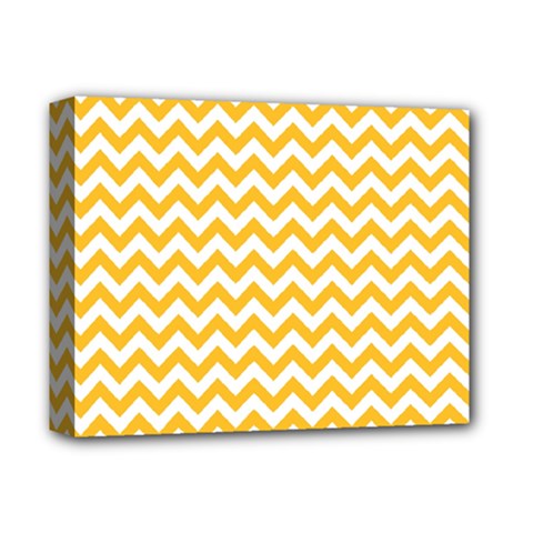 Sunny Yellow And White Zigzag Pattern Deluxe Canvas 14  X 11  (framed) by Zandiepants