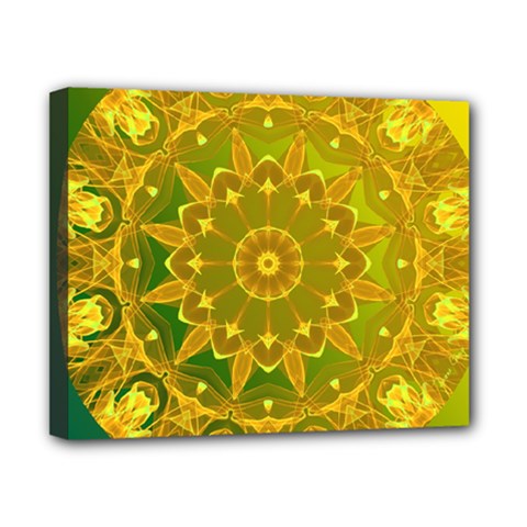 Yellow Green Abstract Wheel Of Fire Canvas 10  X 8  (framed) by DianeClancy