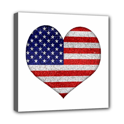 Grunge Heart Shape G8 Flags Mini Canvas 8  X 8  (framed) by dflcprints