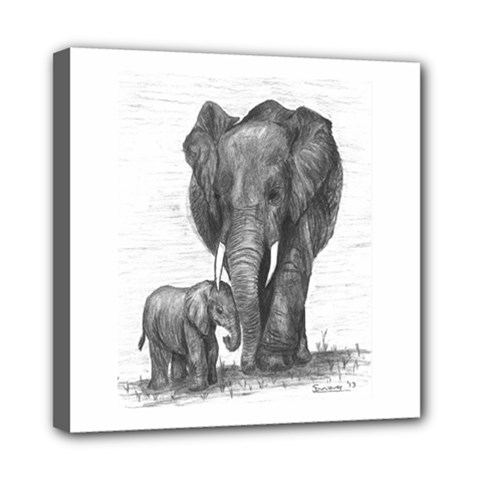 Elephant Mini Canvas 8  X 8  (framed) by sdunleveyartwork