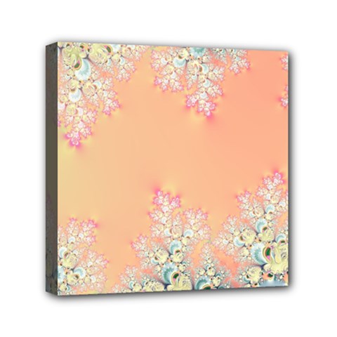 Peach Spring Frost On Flowers Fractal Mini Canvas 6  X 6  (framed) by Artist4God