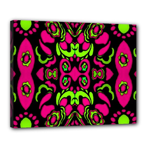 Psychedelic Retro Ornament Print Canvas 20  X 16  (framed) by dflcprints