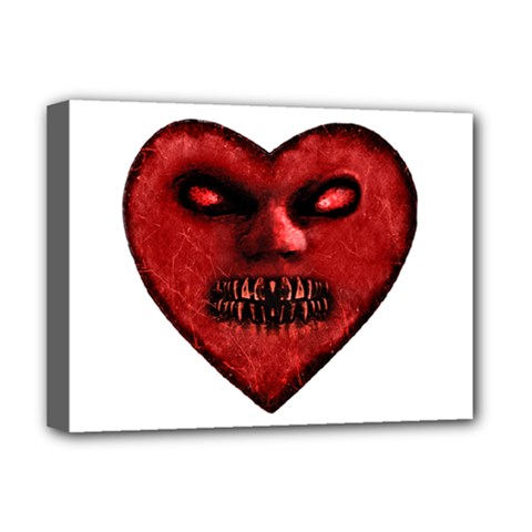 Evil Heart Shaped Dark Monster  Deluxe Canvas 16  X 12  (framed)  by dflcprints