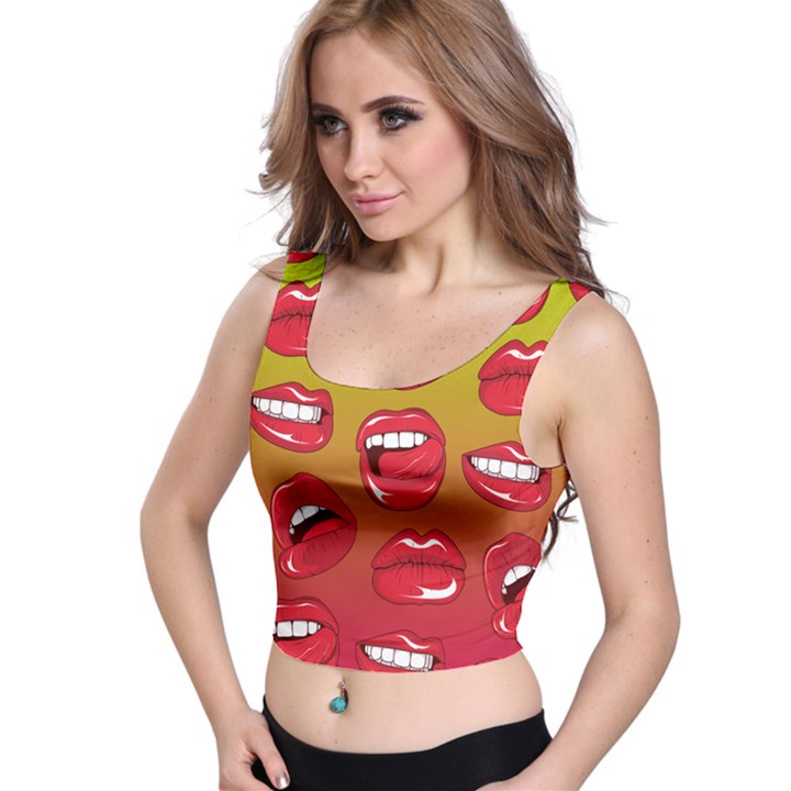 Hot Lips All Over Print Crop Top