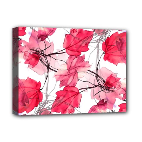 Floral Print Swirls Decorative Design Deluxe Canvas 16  X 12  (framed)  by dflcprints