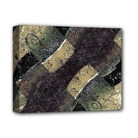 Geometric Abstract Grunge Prints In Cold Tones Deluxe Canvas 14  X 11  (framed) by dflcprints