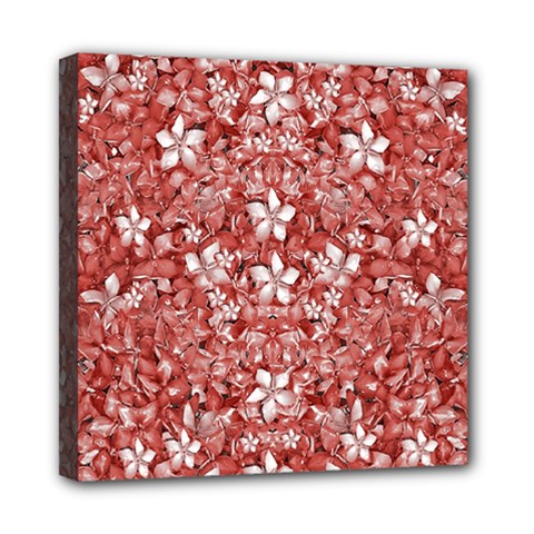 Flowers Pattern Collage In Coral An White Colors Mini Canvas 8  X 8  (framed) by dflcprints