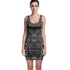 Black And White Tribal Geometric Pattern Print Bodycon Dress by dflcprintsclothing