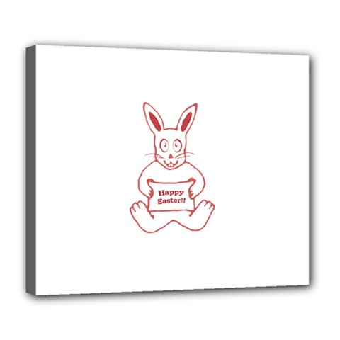 Cute Bunny With Banner Drawing Deluxe Canvas 24  X 20  (framed) by dflcprints