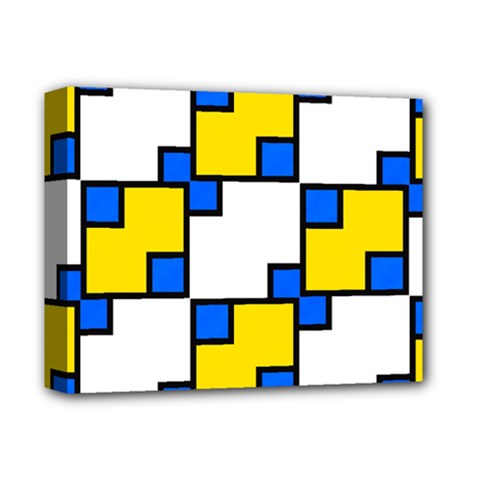 Yellow And Blue Squares Pattern Deluxe Canvas 14  X 11  (stretched) by LalyLauraFLM