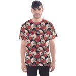 Brown Skull and Flowers Day of the Dead Vintage Men s Sport Mesh Tee