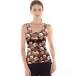 Brown Skull and Flowers Day of the Dead Vintage Tank Top