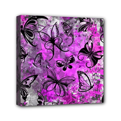 Butterfly Graffiti Mini Canvas 6  X 6  (framed) by ArtistRoseanneJones