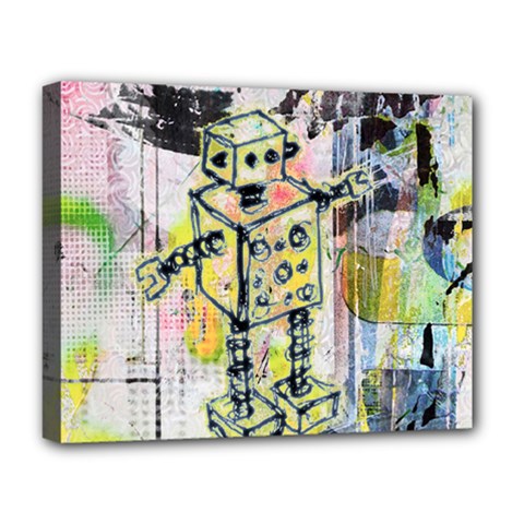 Graffiti Graphic Robot Deluxe Canvas 20  X 16  (framed) by ArtistRoseanneJones