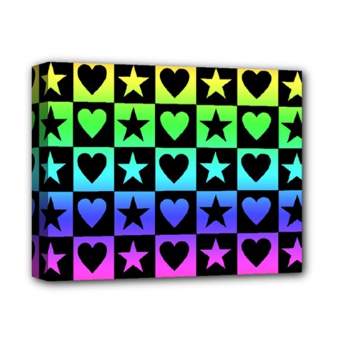 Rainbow Stars And Hearts Deluxe Canvas 14  X 11  (framed) by ArtistRoseanneJones