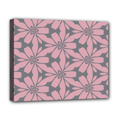 Pink Flowers Pattern Deluxe Canvas 20  X 16  (stretched) by LalyLauraFLM