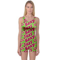 Just Sexy Quote Typographic Pattern Women s Boyleg One Piece Swimsuits by dflcprintsclothing