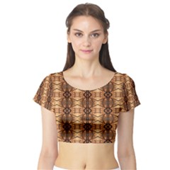 Faux Animal Print Pattern Short Sleeve Crop Top by GardenOfOphir