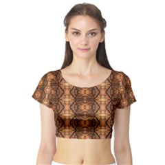 Faux Animal Print Pattern Short Sleeve Crop Top by GardenOfOphir