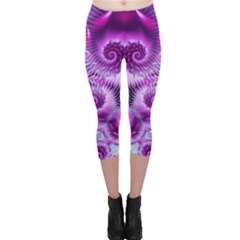 Purple Ecstasy Fractal Capri Leggings  by KirstenStarFashion