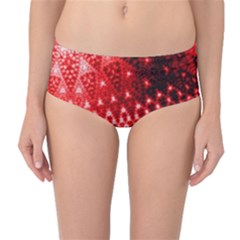 Red Fractal Lace Mid-waist Bikini Bottoms