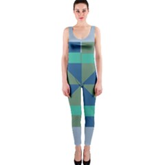 Green Blue Shapes Onepiece Catsuit by LalyLauraFLM