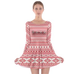 Fancy Tribal Borders Pink Long Sleeve Skater Dress by ImpressiveMoments