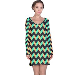 Modern Retro Chevron Patchwork Pattern Long Sleeve Nightdresses by GardenOfOphir