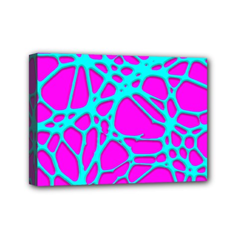 Hot Web Turqoise Pink Mini Canvas 7  X 5  by ImpressiveMoments