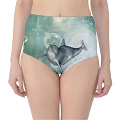 Funny Dswimming Dolphin High-waist Bikini Bottoms