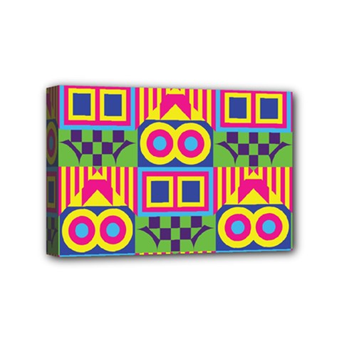 Colorful Shapes In Rhombus Pattern Mini Canvas 6  X 4  (stretched) by LalyLauraFLM