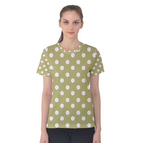 Lime Green Polka Dots Women s Cotton Tees by GardenOfOphir