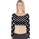 Black And White Polka Dots Long Sleeve Crop Top View1