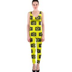 Modern Chic Vector Camera Illustration Pattern Onepiece Catsuits by GardenOfOphir
