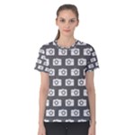 Modern Chic Vector Camera Illustration Pattern Women s Cotton Tees