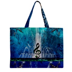 Clef With Water Splash And Floral Elements Zipper Tiny Tote Bags by FantasyWorld7