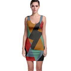 Fractal Design In Red, Soft-turquoise, Camel On Black Bodycon Dresses by digitaldivadesigns