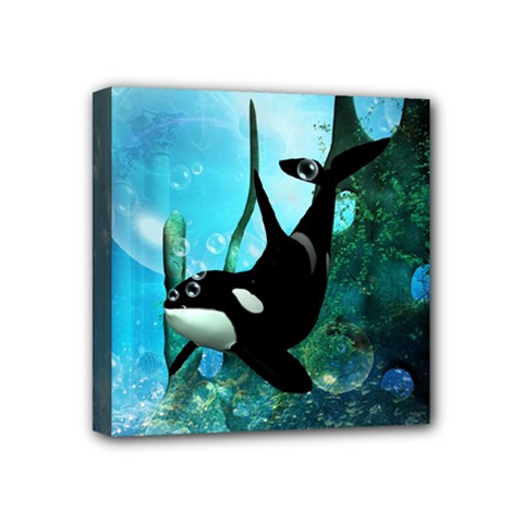 Orca Swimming In A Fantasy World Mini Canvas 4  X 4  by FantasyWorld7