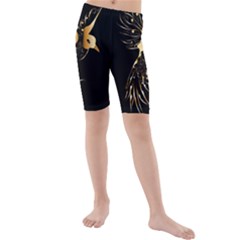 Beautiful Bird In Gold And Black Kid s Swimwear