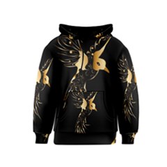 Beautiful Bird In Gold And Black Kid s Pullover Hoodies