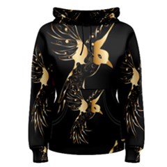 Beautiful Bird In Gold And Black Women s Pullover Hoodies