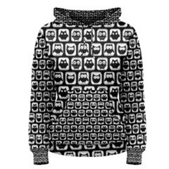 Black And White Owl Pattern Women s Pullover Hoodies by GardenOfOphir