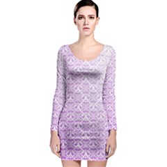 Purple Damask Gradient Long Sleeve Bodycon Dresses