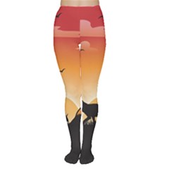 The Lonely Wolf In The Sunset Women s Tights
