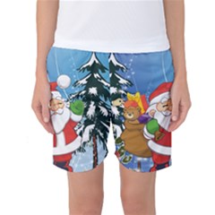 Funny Santa Claus In The Forrest Women s Basketball Shorts by FantasyWorld7